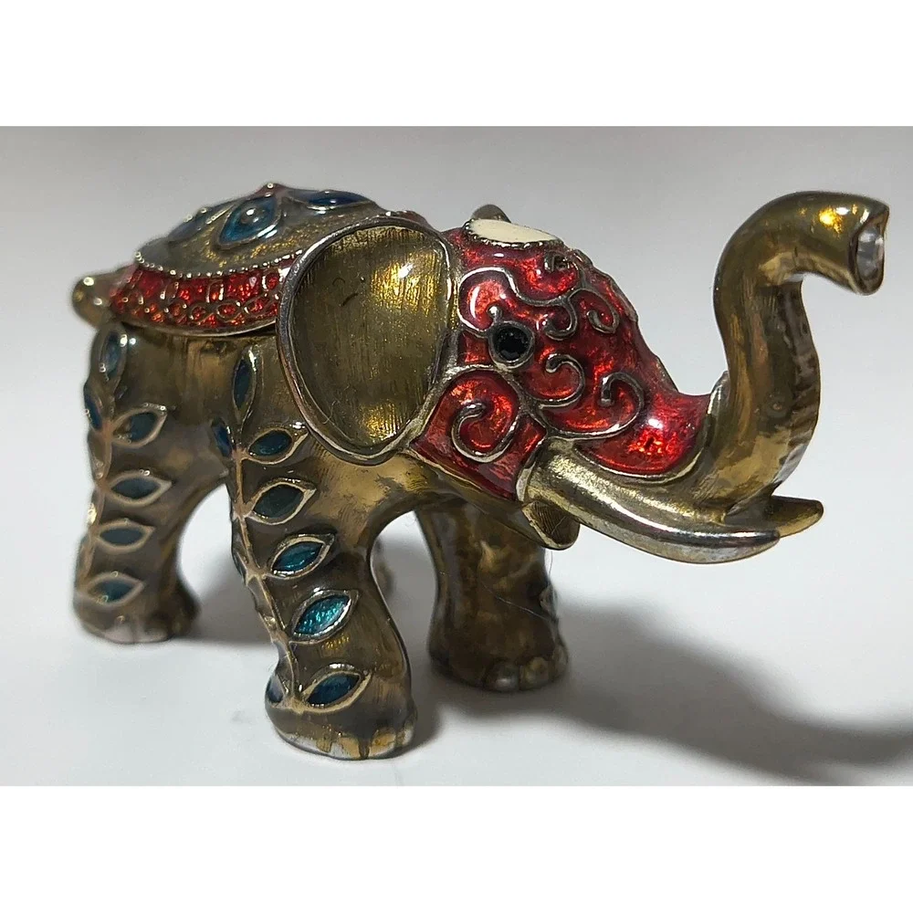 Trinket Elephant Box Magnetic Closure,‎ Multicolor Rhinestones, 2.5